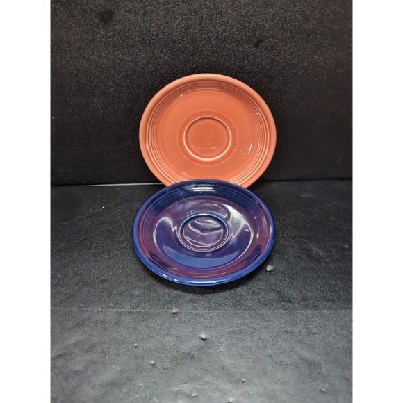 Fiesta Ware Pink and Blue Saucers, HLC Homer Laughlin, Vintage 6" Plates, Fiesta - Picture 1 of 8